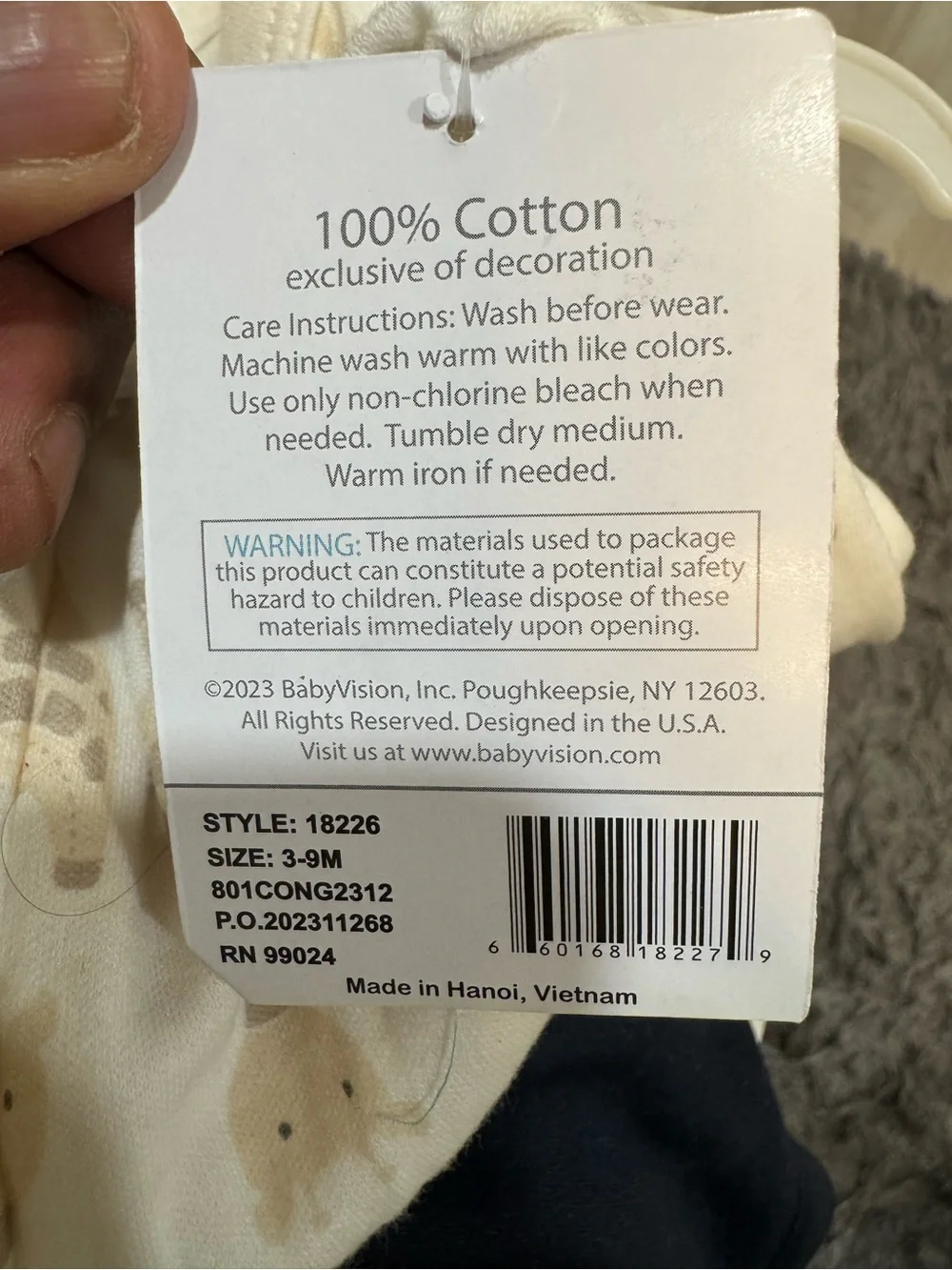 Hudson Baby Beige & White Giraffe Sleep Sack